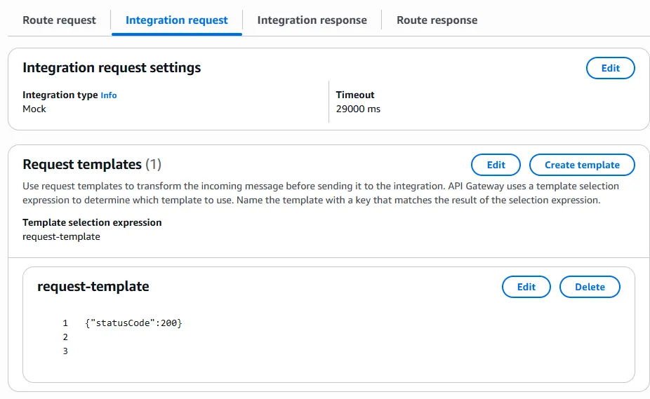 MOCK integration request template